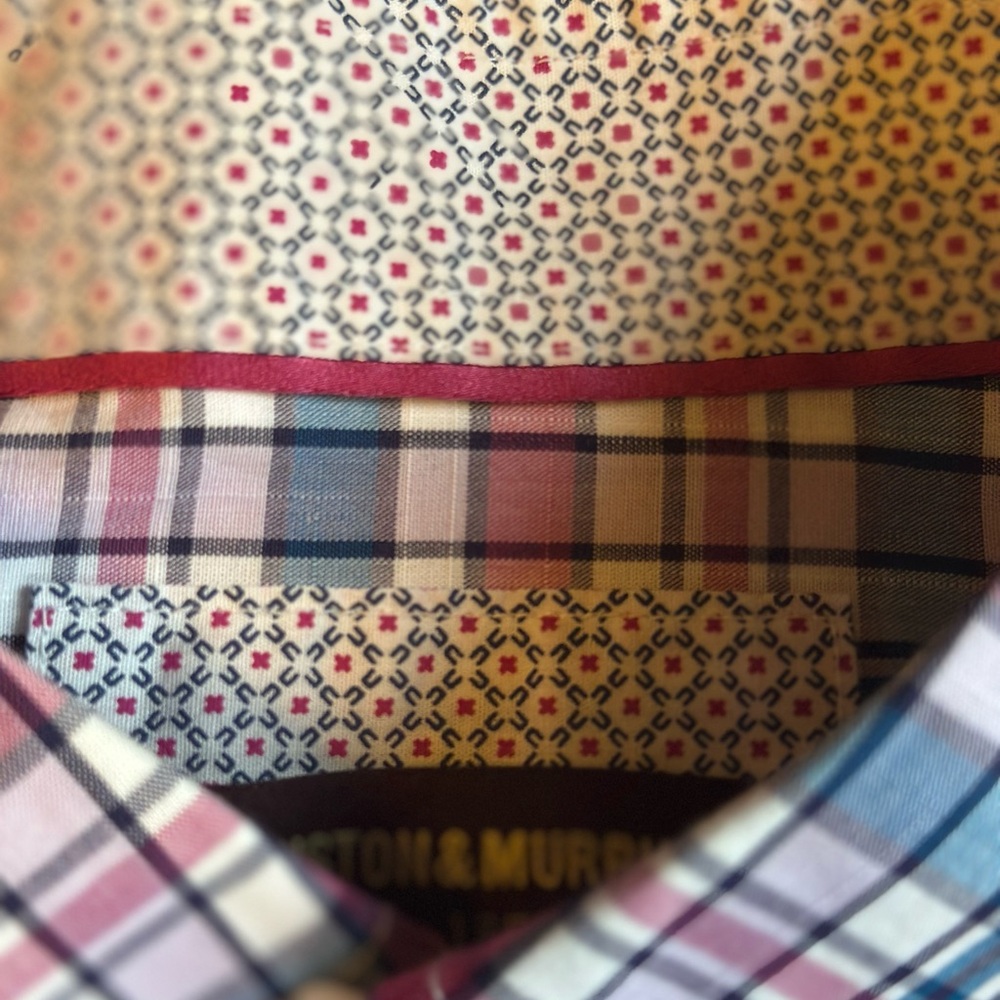 Johnston & Murphy Pink and Blue Plaid Shirt - Picture 8 of 8